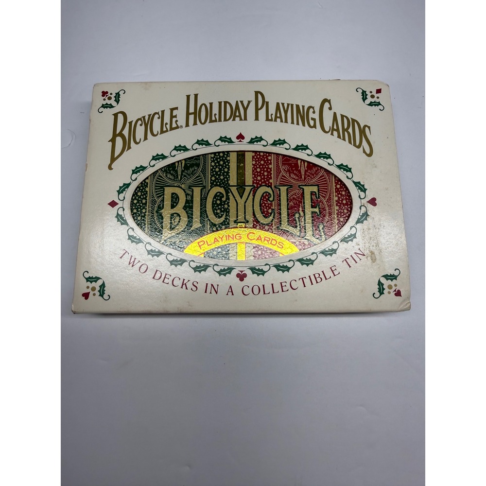 Bicycle Holiday Playing Cards Two Decks in Collectible Tin Red Green Sealed